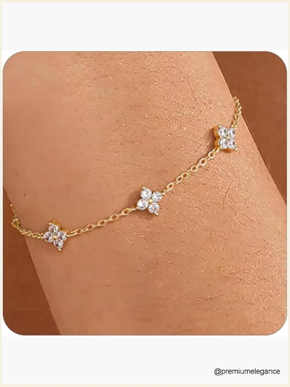 Dainty Gold Plated CZ Charm Bracelet Non Tarnish Waterproof Trendy Jewelry